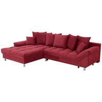 Ecksofa Erice Rot S: 198x312 cm - Chromfarben/Rot, Design, Textil (198/312cm) - Livetastic