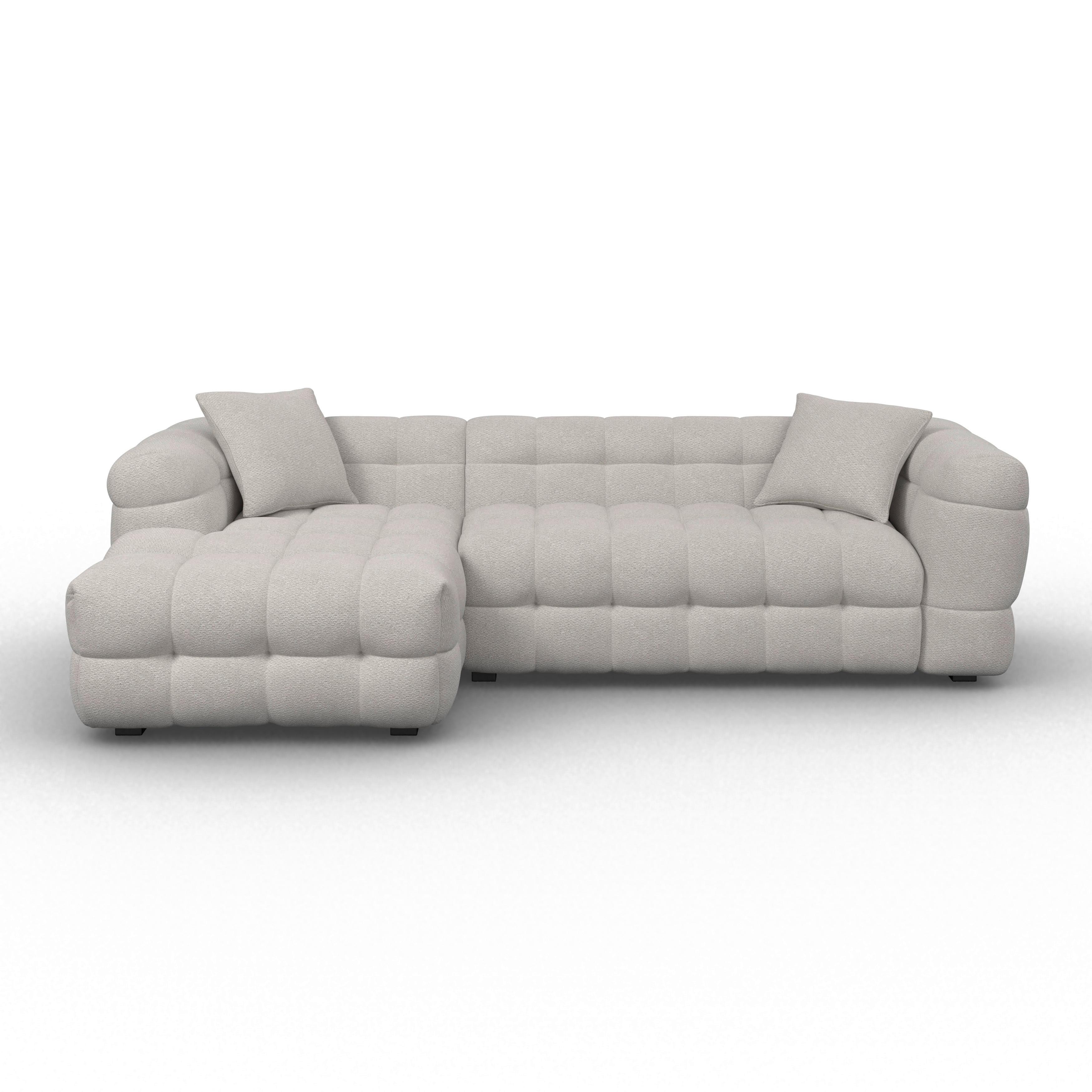 Sedacia súprava MAGDA, ľavá, sivobéžové buklé - čierna/sivobéžová, Modern, drevo/textil (157/270cm) - Bessagi Home