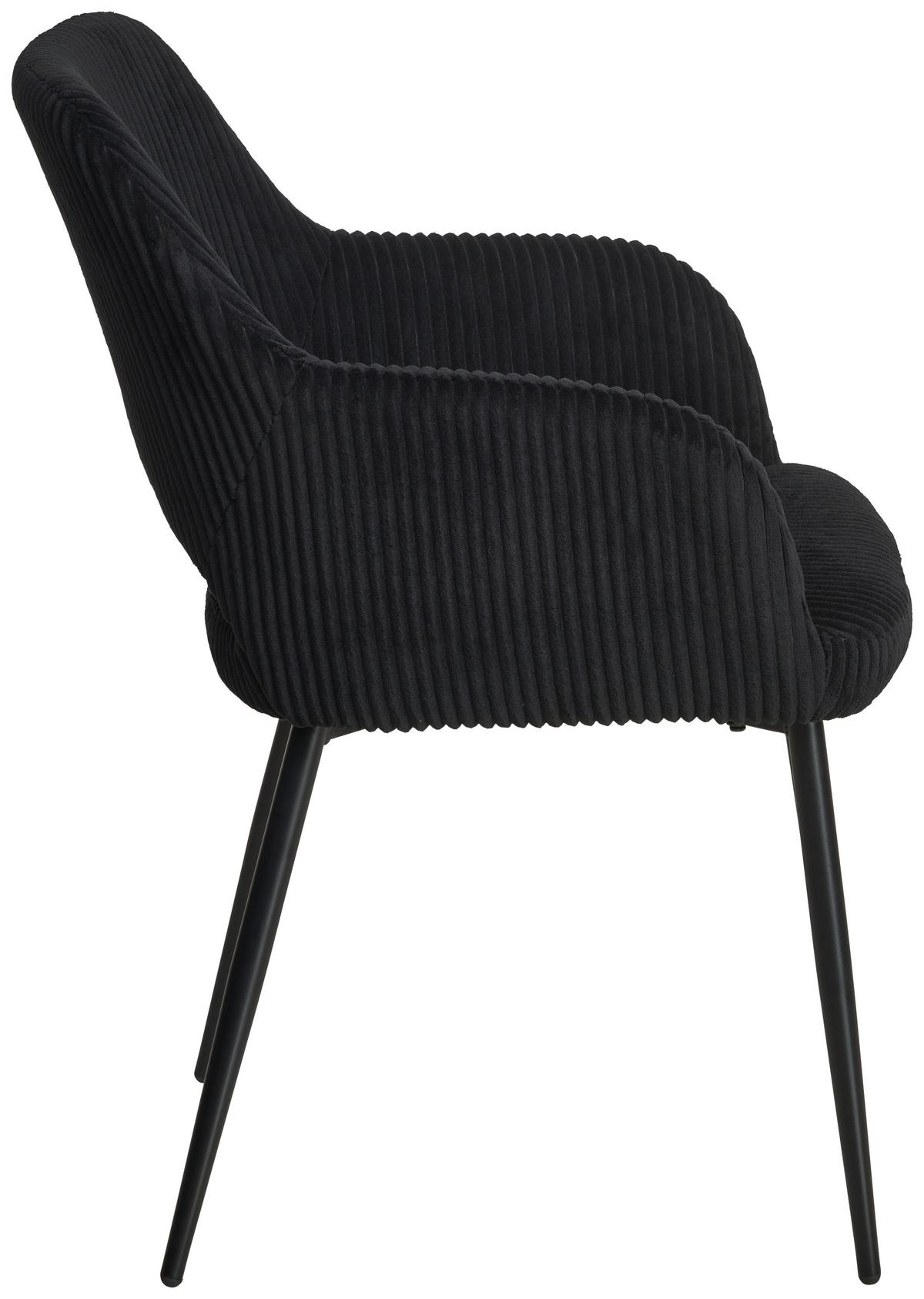 Armlehnstuhl Pina Cord Schwarz, B: 57 Cm - Schwarz, KONVENTIONELL, Holz/Textil (57/83.5/63cm) - MID.YOU