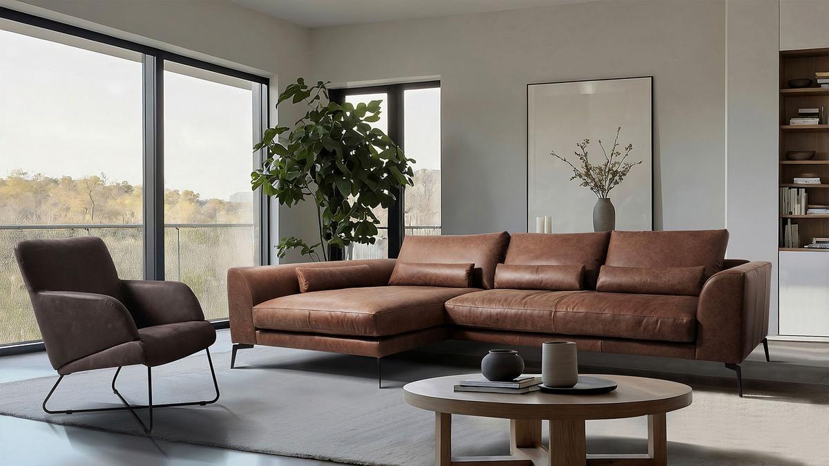 Ecksofa Berlin Braun S: 172 cm - Schwarz/Braun, Design, Leder (172/313cm) - Livetastic