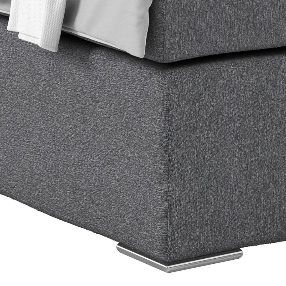 Posteľ Boxspring NERO 160x200 cm, tmavosivá - sivá/chrómová, Konventionell, kov/textil (160/200cm)