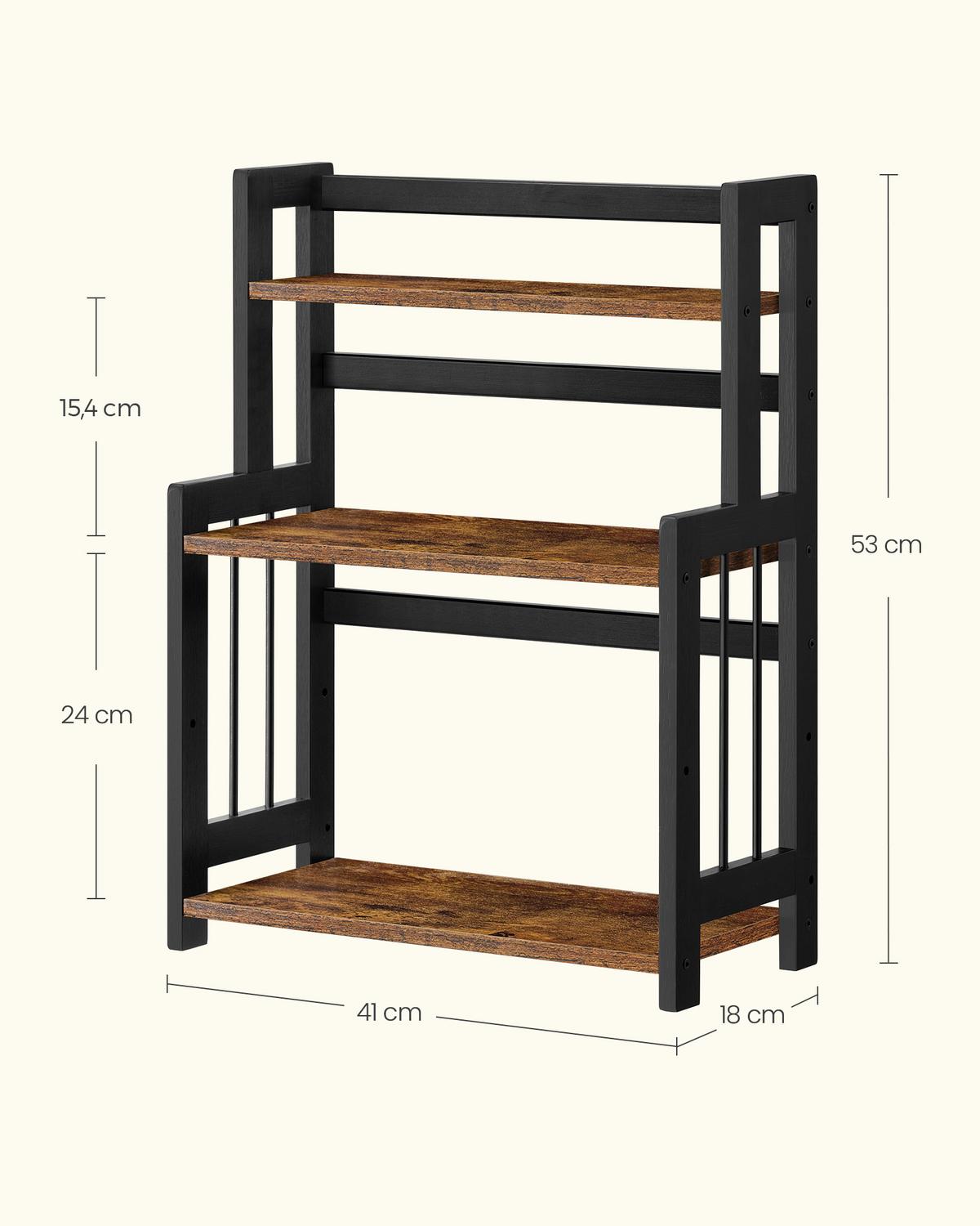 Gewürzregal Braun, Schwarz B: 41 cm - Schwarz/Braun, Basics, Holzwerkstoff/Metall (41/53/18cm)