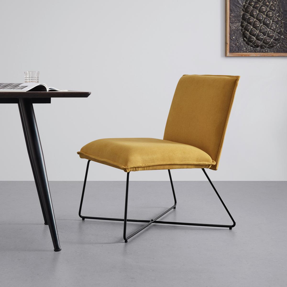 Křeslo FILIP žlutá - žlutá, Moderní, kov/dřevo (63cm) - Bessagi Home