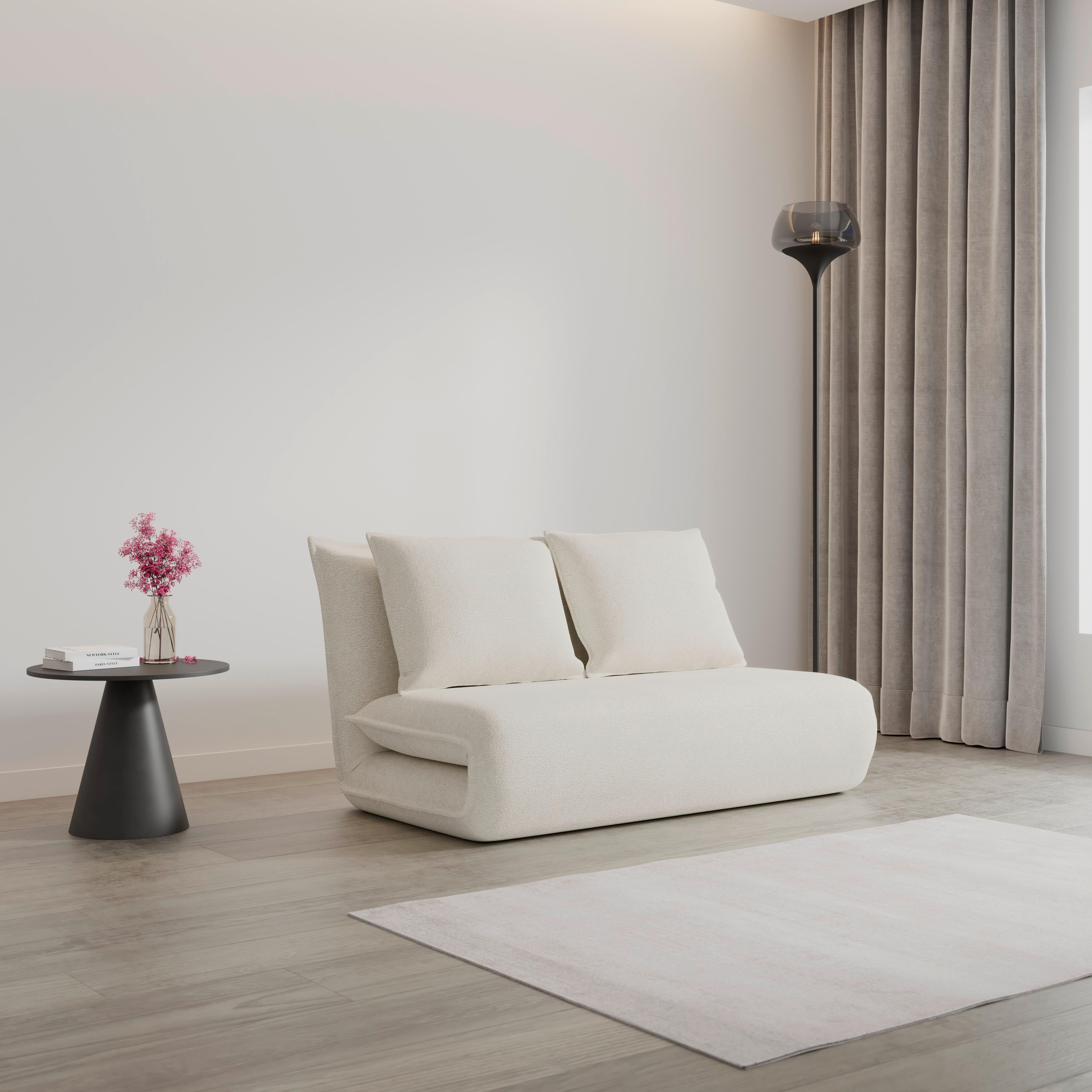 Rozkladacia pohovka MACY, biela, max. 240 kg - biela, Modern, kov/textil (140/35/63cm) - Bessagi Home