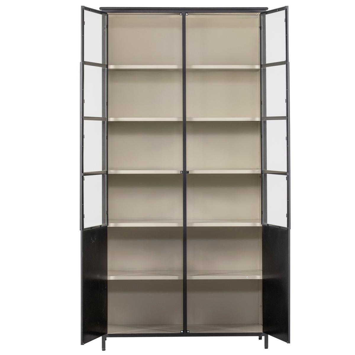 Vitrine Exhibit Schwarz B: 96 cm - Schwarz, Design, Glas/Metall (96/200/40cm) - Livetastic