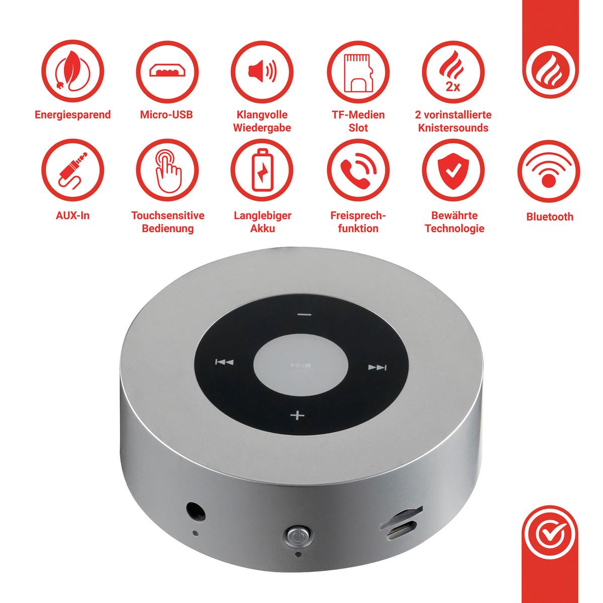 Kamin-Soundbox Moritz - Silberfarben, Basics, Kunststoff (8,5/3,0/8,5cm)