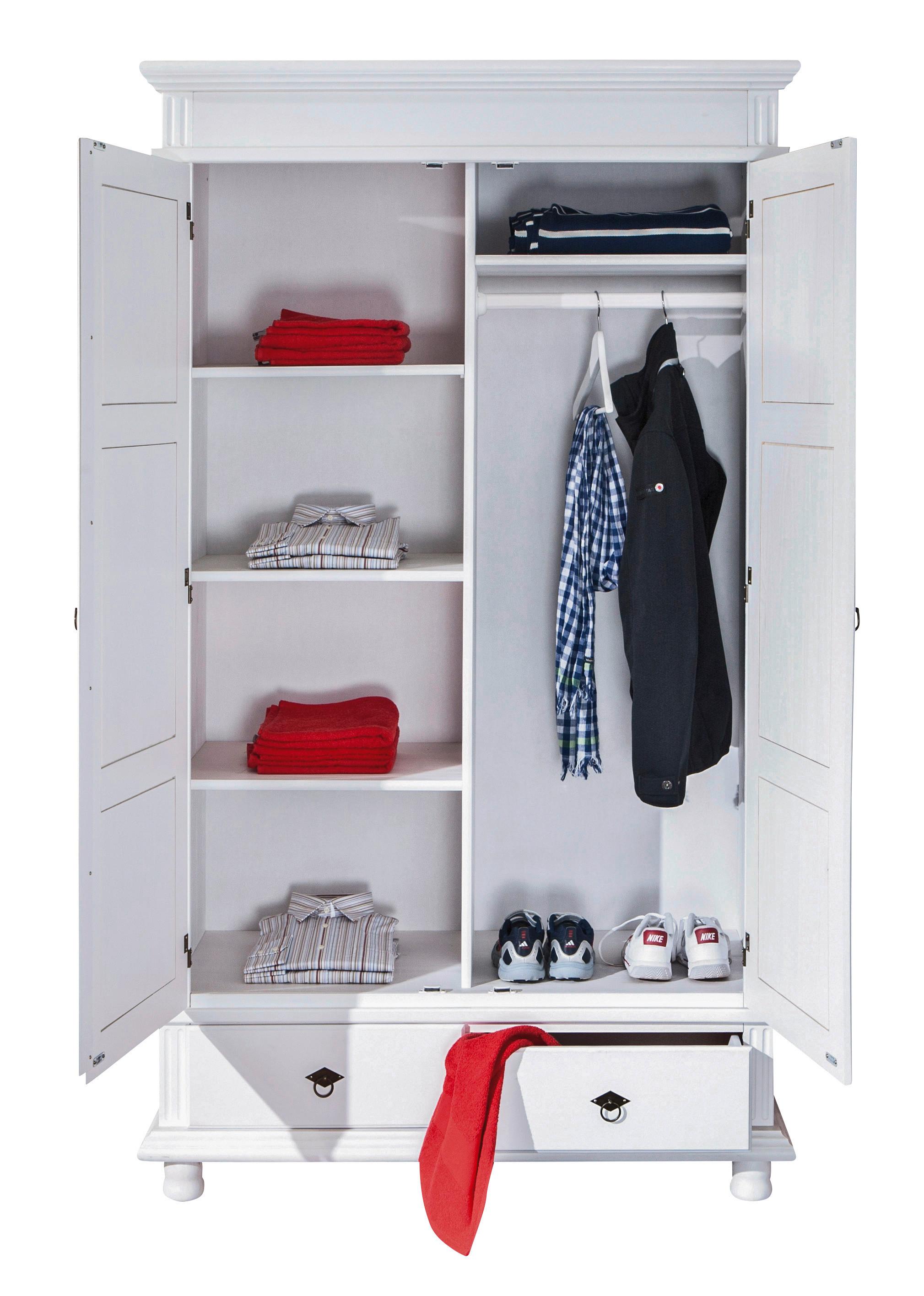 Drehtürenschrank Massiv Mit Laden 116cm Danz, Weiß