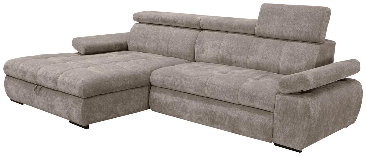 Rohová sedačka VEGAS, levá, šedohnědá žinylka - černá/šedohnědá, Design, dřevo/textil (173/294cm)