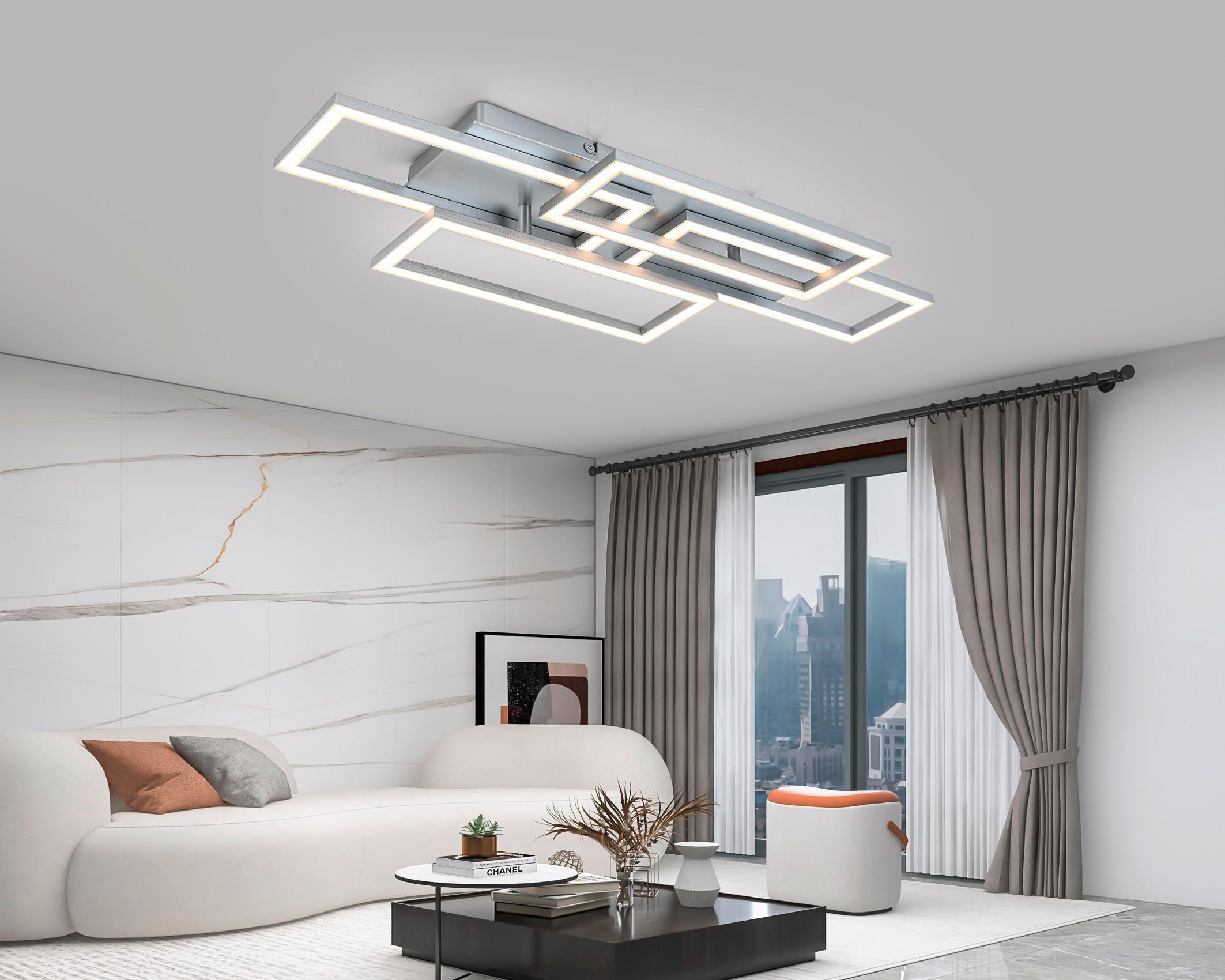 STROPNÉ LED SVIETIDLO MEGA - strieborná/niklová, Modern, kov/plast (72/28,4/8cm) - Mömax