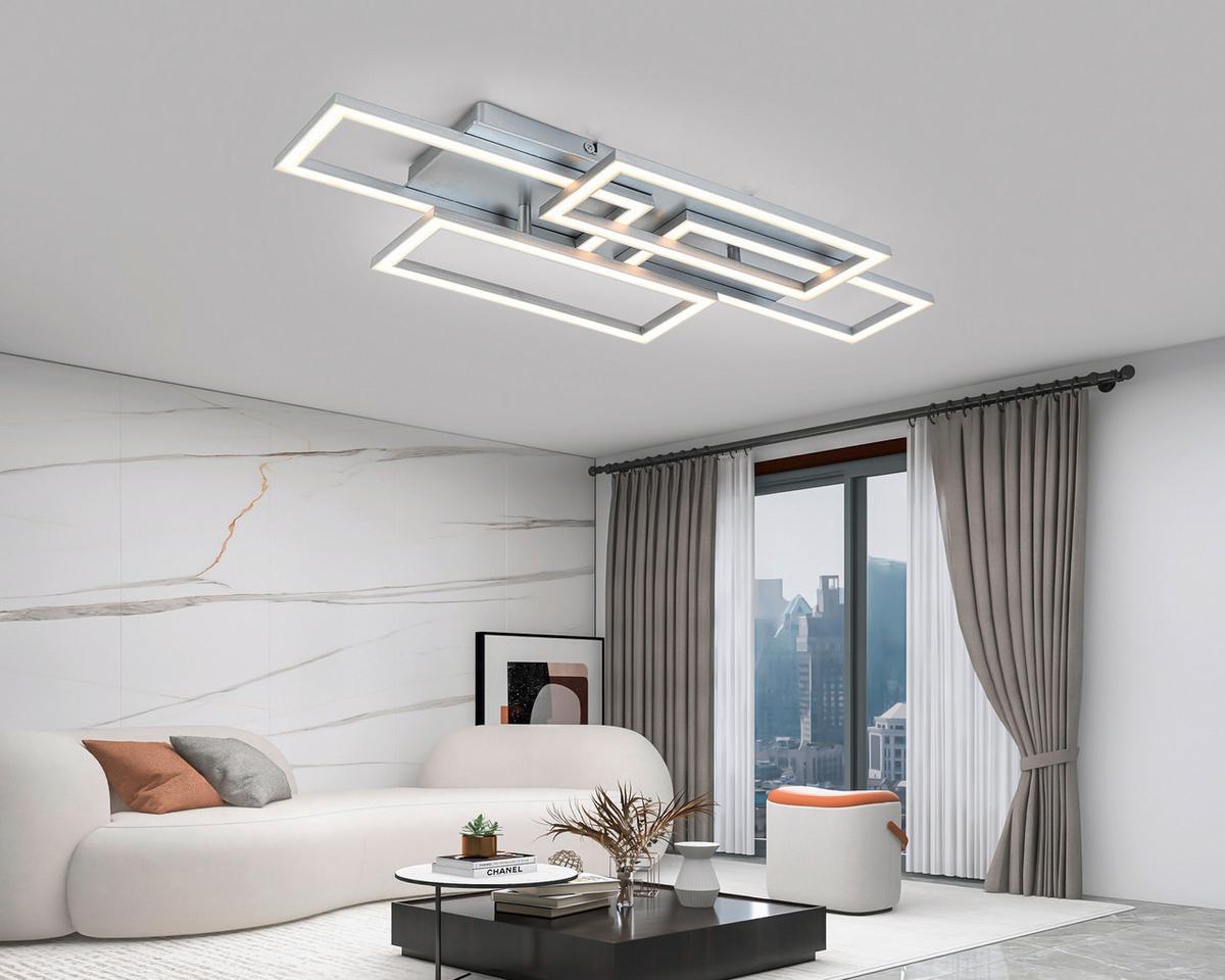 STROPNÉ LED SVIETIDLO MEGA - strieborná/niklová, Modern, kov/plast (72/28,4/8cm) - Mömax
