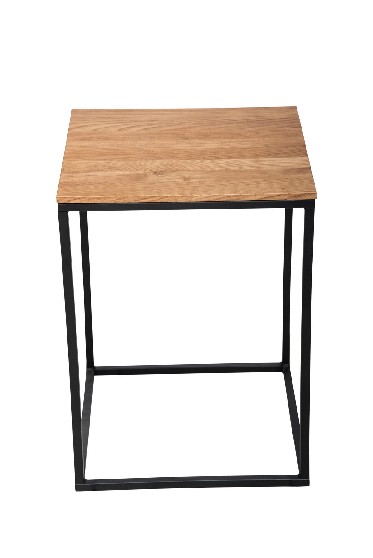 Beistelltsich Justus Schwarz/Eichefarben L: 40cm - Eichefarben/Schwarz, Natur, Holz/Metall (40/40/54cm)