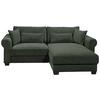 Ecksofa mit Schlaffunktion Angelina Dunkelgrün Kord - Dunkelgrün/Schwarz, Basics, Textil (255/92/185cm) - MID.YOU