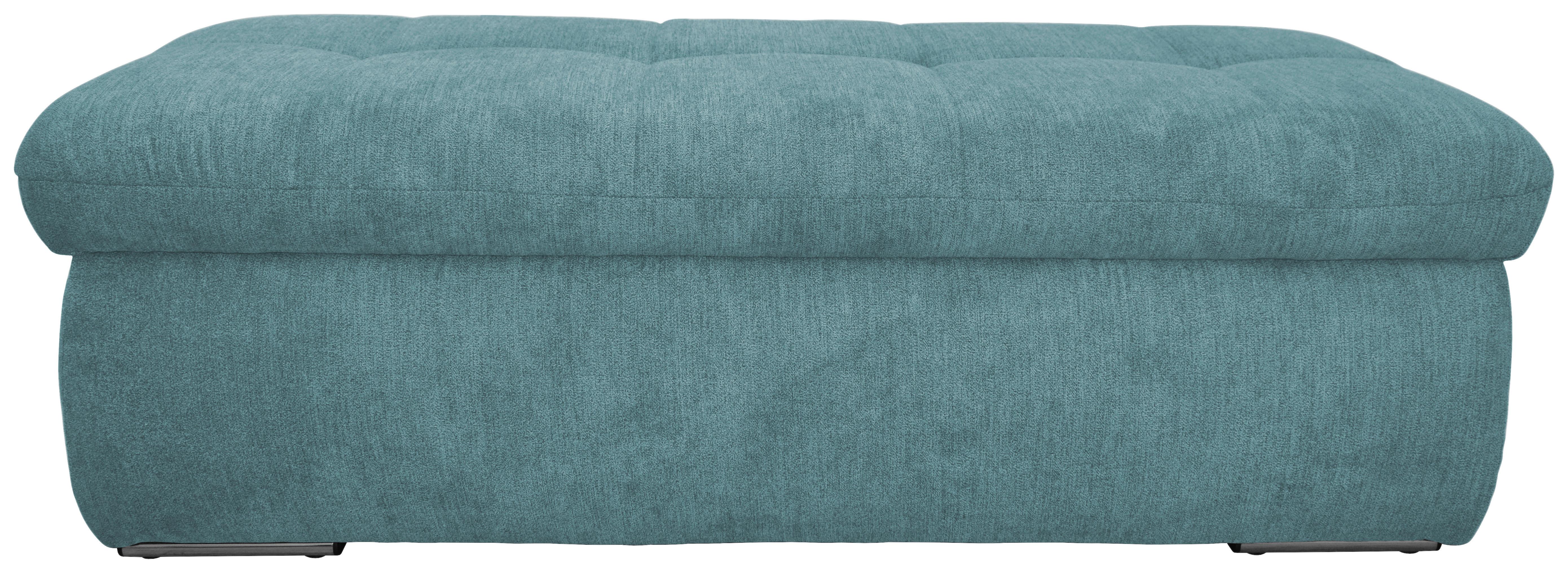 Hockerbank Moric Mikrofaser Petrol H: 43 Cm Inkl. Stauraum - Chromfarben/Petrol, KONVENTIONELL, Textil (136/43/64cm) - MID.YOU