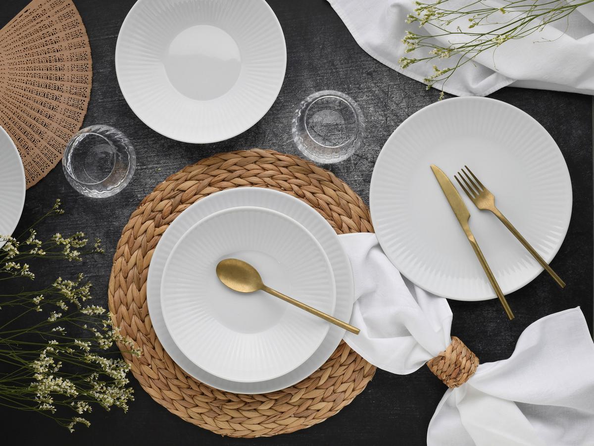 Tafelservice Valencia 12--Teilig. Weiß - Weiß, Design, Keramik - Creatable