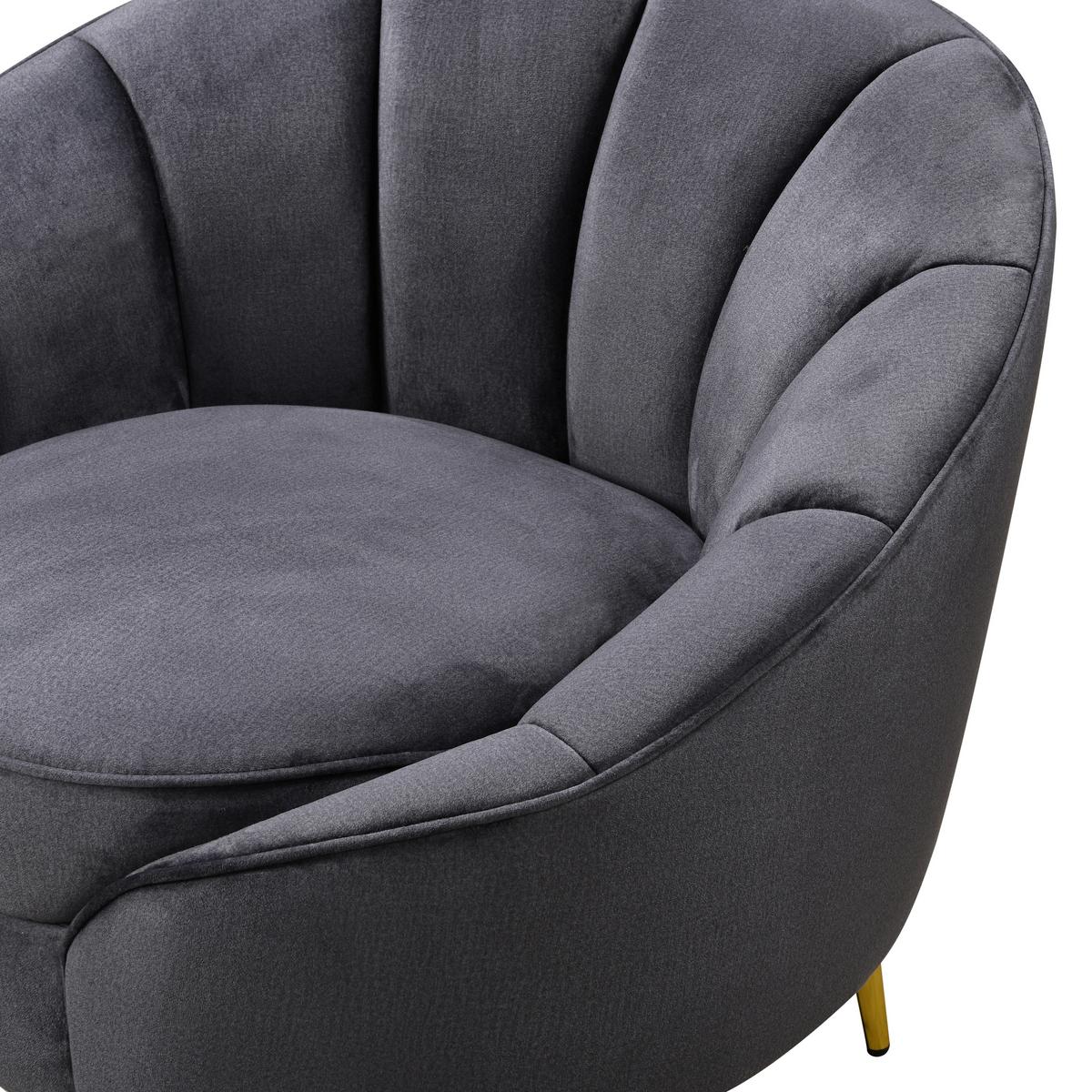 Sessel Stella Dunkelgrau B: 87 Cm - Dunkelgrau/Messingfarben, Design, Holz/Textil (87/76/82cm) - Livetastic