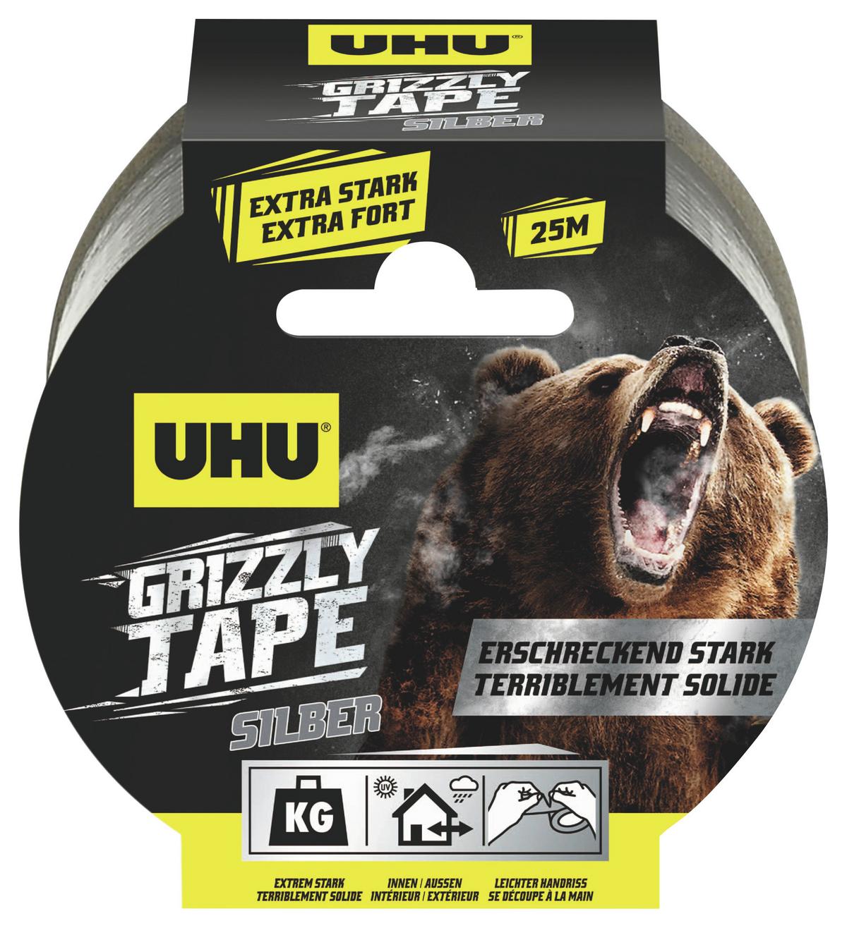 Gewebeband Grizzly Tape Schwarz, 25 m, Extra Stark - Schwarz, Basics, Karton/Papier (12,7/12,7/5cm) - UHU AUSTRIA