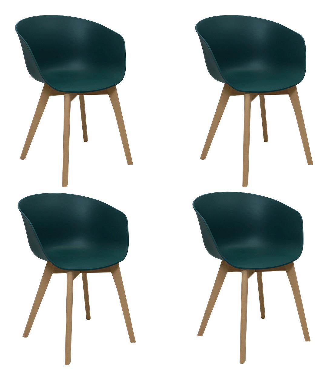 Armlehnstuhl-Set Noan - Dunkelgrün/Naturfarben, MODERN, Holz/Kunststoff (60/78,5/44cm) - MID.YOU