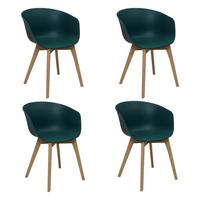 Armlehnstuhl-Set Noan - Dunkelgrün/Naturfarben, MODERN, Holz/Kunststoff (60/78,5/44cm) - MID.YOU