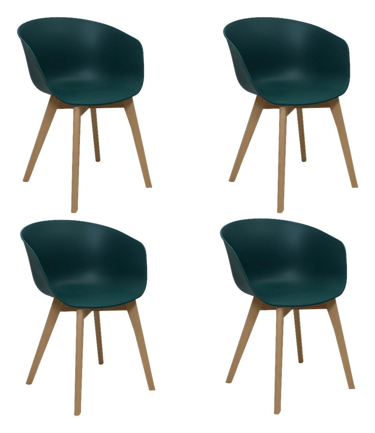 Armlehnstuhl-Set Noan - Dunkelgrün/Naturfarben, MODERN, Holz/Kunststoff (60/78,5/44cm) - MID.YOU