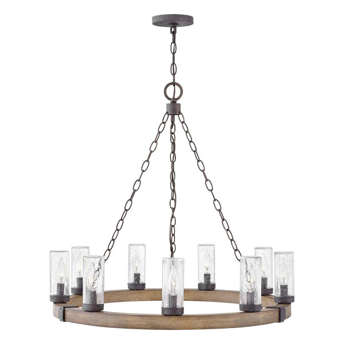 Csillár Hk-Sawyer9-Sq - fekete/vad tölgy, Konventionell, üveg/fém (76,2/81,5cm) - Elstead Lighting