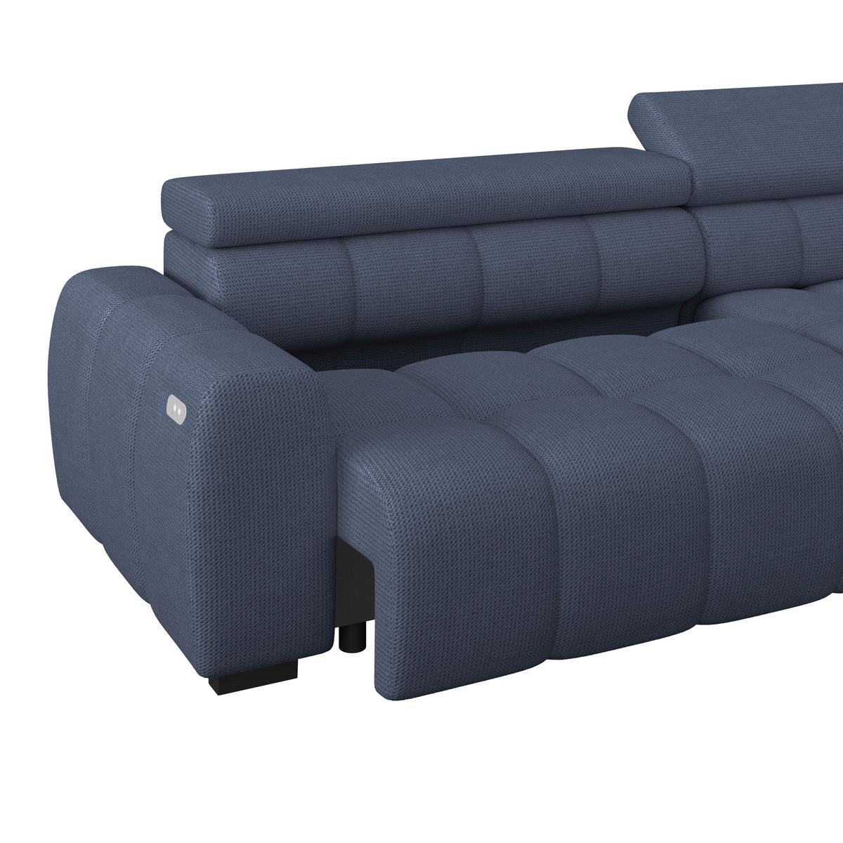 Ecksofa Fargo S Blau, B: 285 Cm - Blau/Schwarz, Trend, Textil (285/168cm)