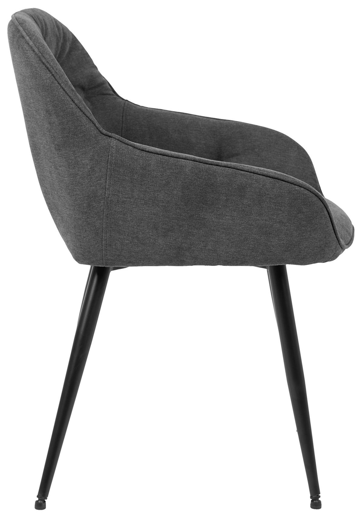 Armlehnstuhl Ancona Webstoff Grau B: 55cm - Schwarz/Grau, ROMANTIK / LANDHAUS, Textil/Metall (55/80/61cm) - Livetastic