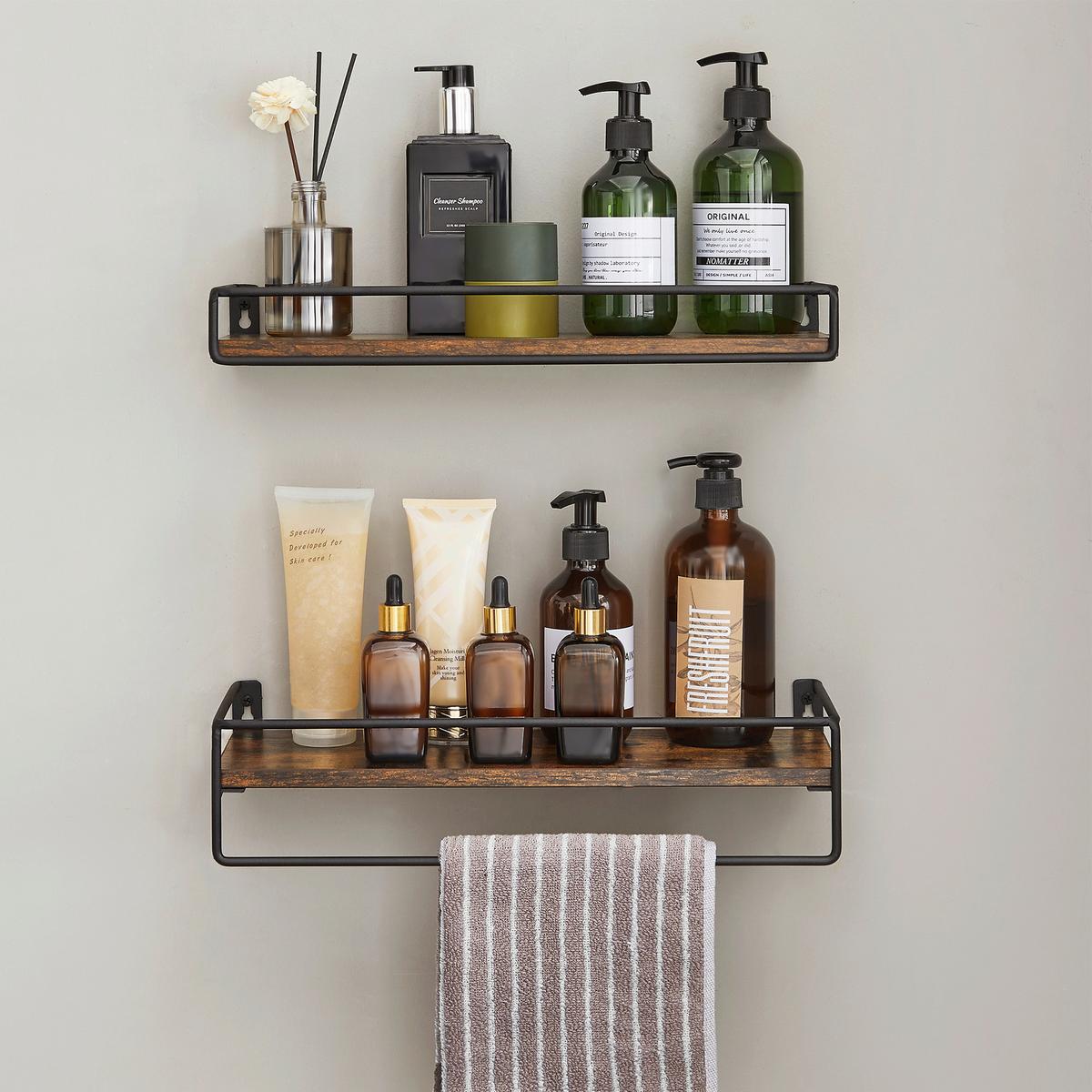 Wandregalset Schwarz, Dunkelbraun B: 40 Cm - Dunkelbraun/Schwarz, Trend, Holzwerkstoff/Metall (40/5/15,5cm) - MID.YOU