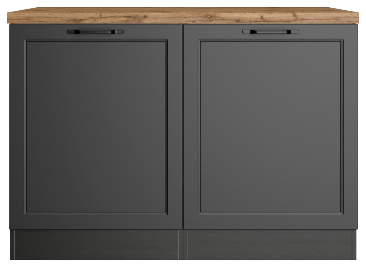 Spülenunterschrank Meran B: 120 cm Grau/Eiche Dekor - Eiche Wotan/Grau, LIFESTYLE, Holzwerkstoff (120/86/60cm) - Held