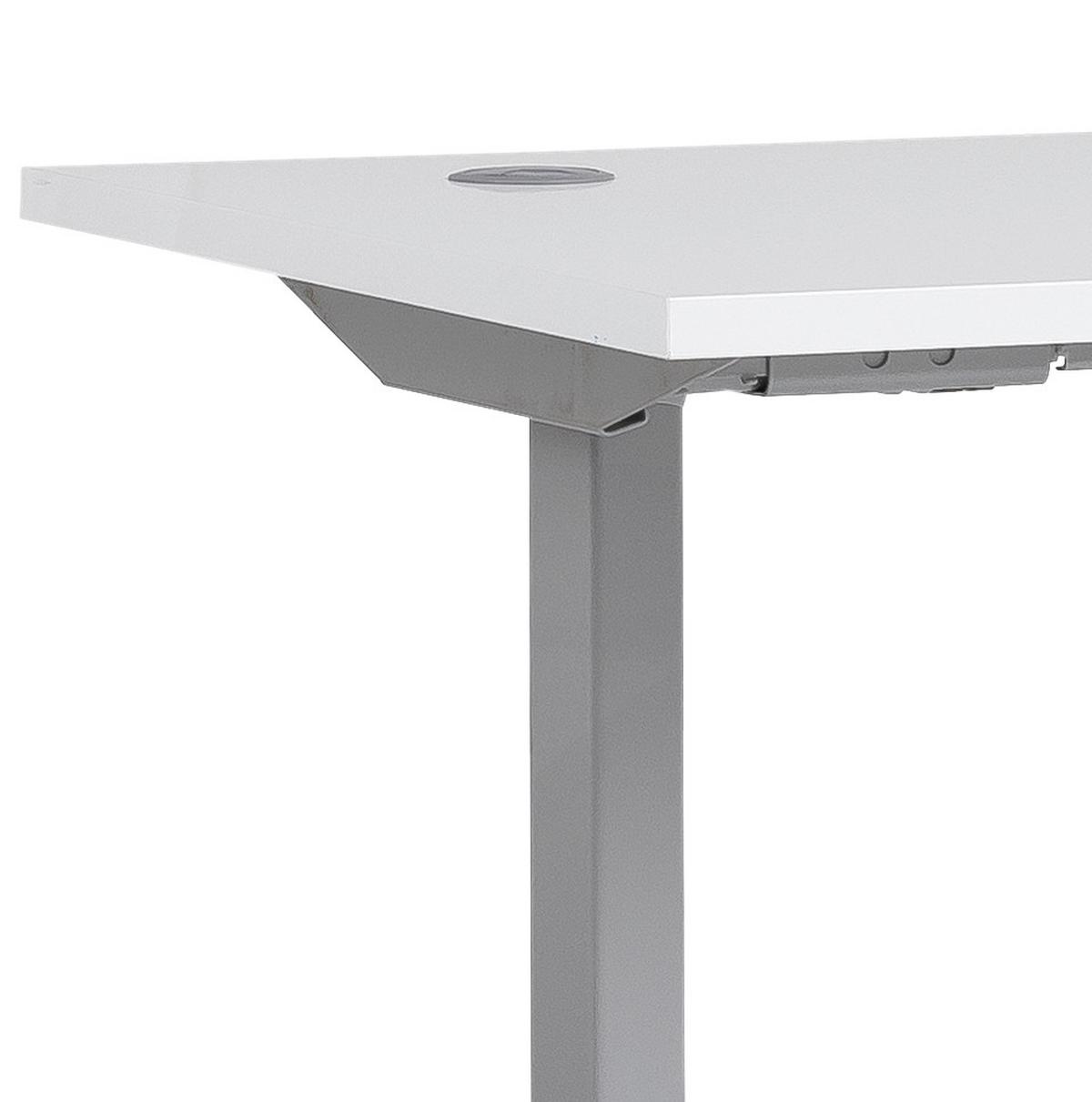 Schreibtisch höhenverstellbar B 160 H 70-120 cm Office, Weiß - Silberfarben/Weiß, KONVENTIONELL, Holzwerkstoff/Metall (160/75/70,5(117)cm) - MID.YOU