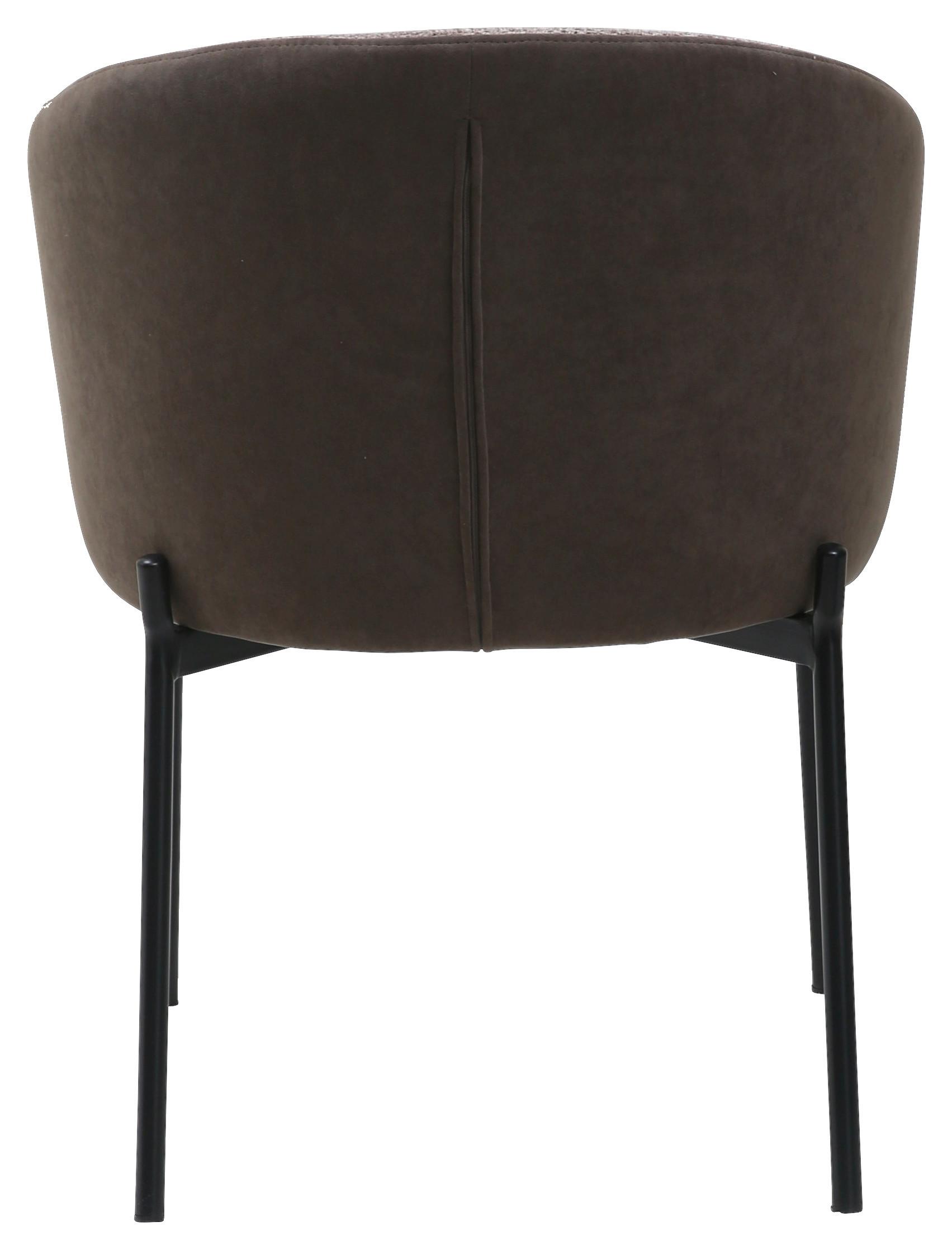 Armehnstuhl Cara Textil Braun B : 56 Cm - Schwarz/Braun, MODERN, Textil/Metall (56/76,5/57,5cm) - MID.YOU