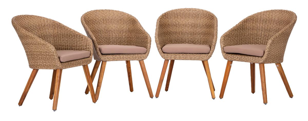 Gartensessel-set 4-tlg. Atacama Akazienholz - Akaziefarben/Teakfarben, Basics, Holz/Kunststoff (62/77/74cm) - Acamp