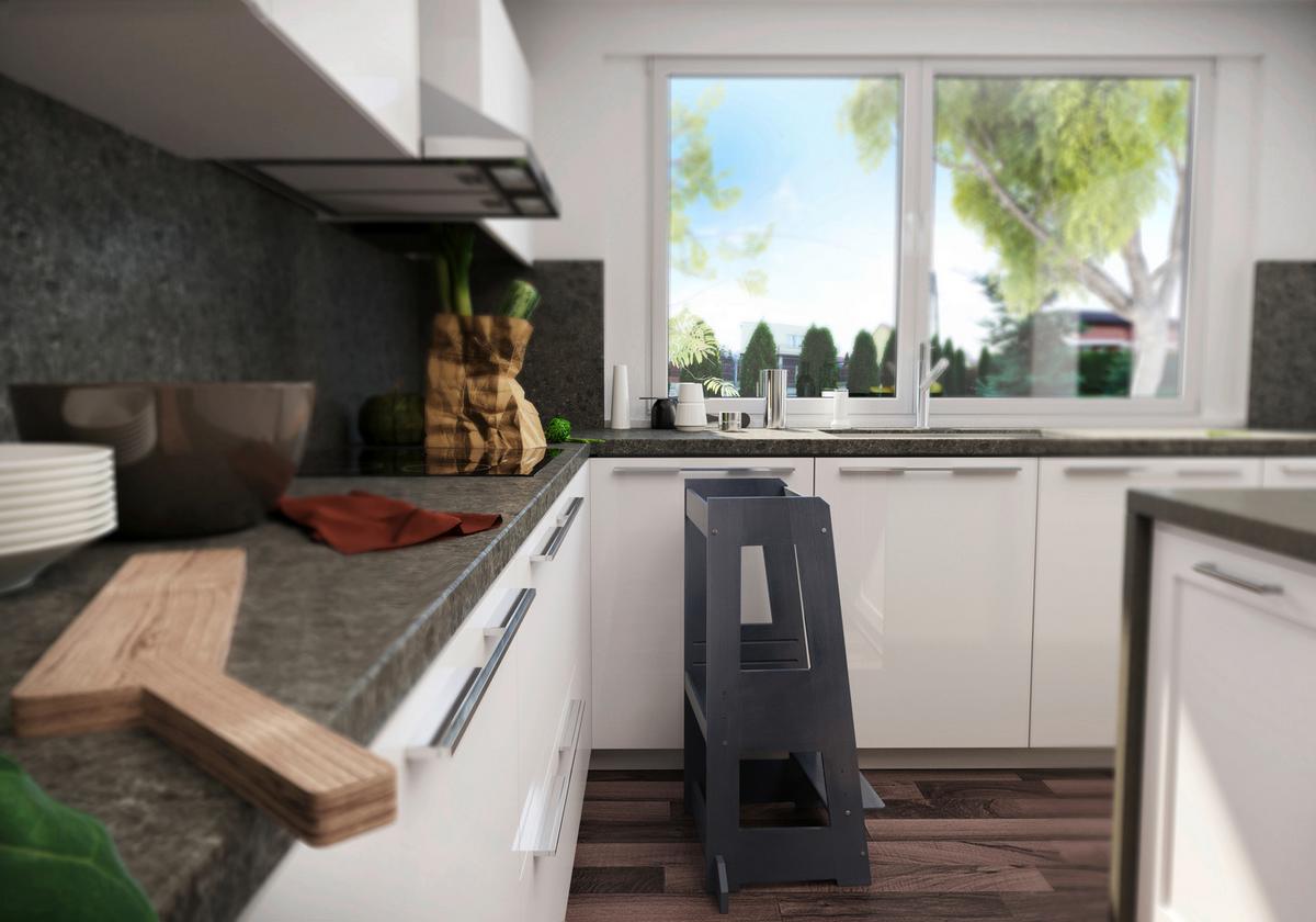 Lernturm Grau - Grau, Design, Holz (40/91/45cm) - tiSsi