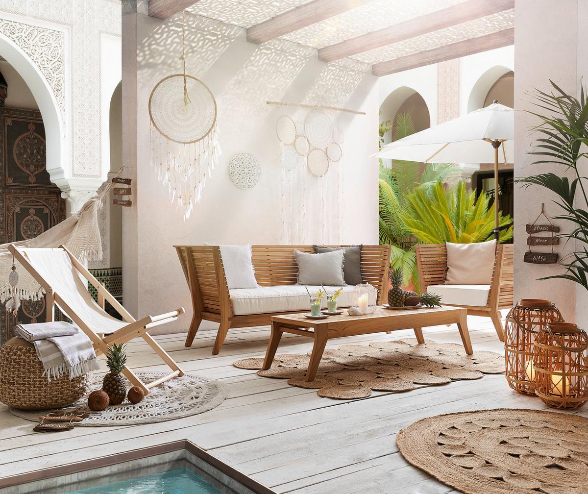 Sonnenschirm Rund, Ø 350 cm, mit Kurbel - Eschefarben/Naturfarben, Design, Textil/Metall (350/350cm) - Doppler