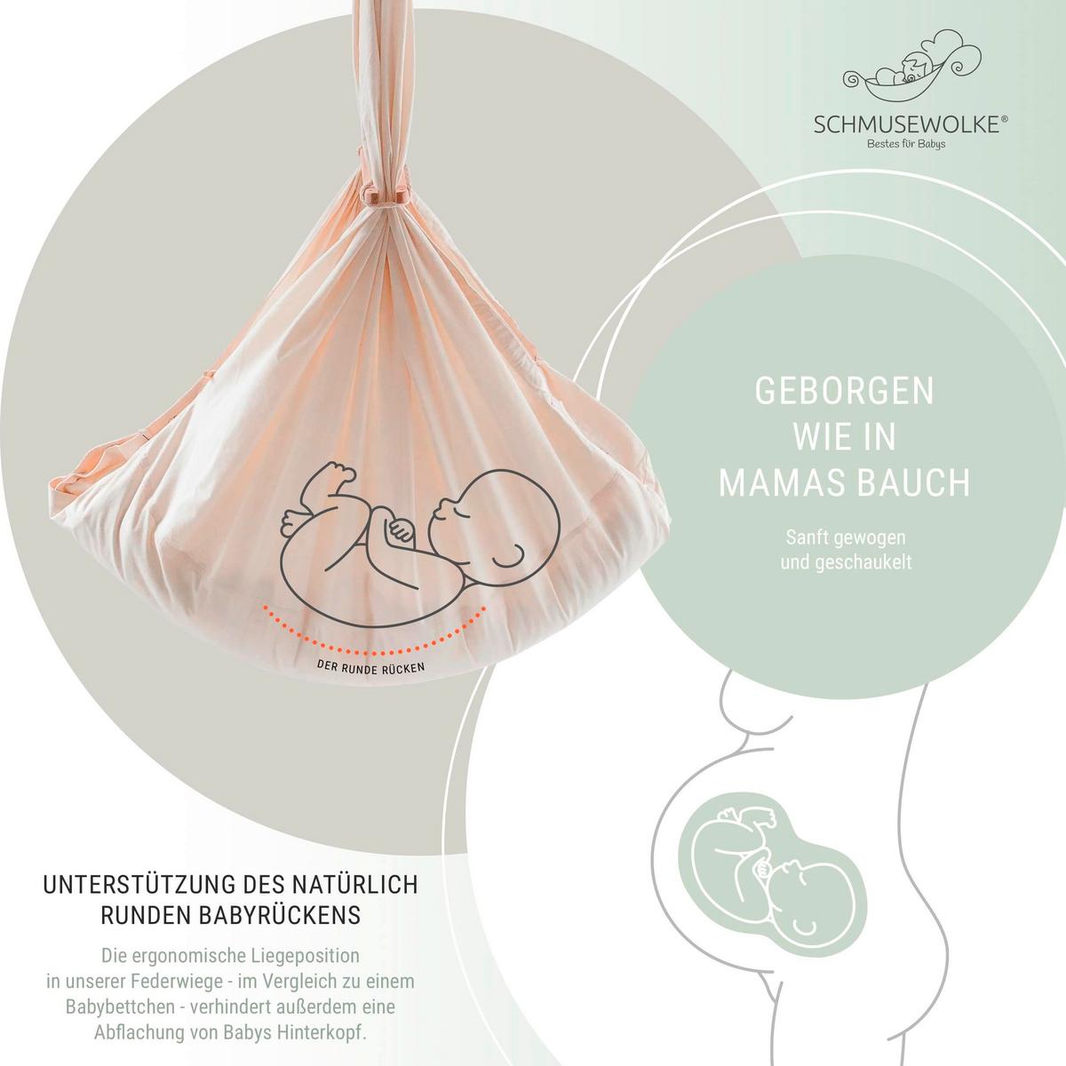 Federwiege Sw-Set-Ft-001 - Beige/Weiß, Basics, Holz/Textil (135/194/135cm) - SCHMUSEWOLKE