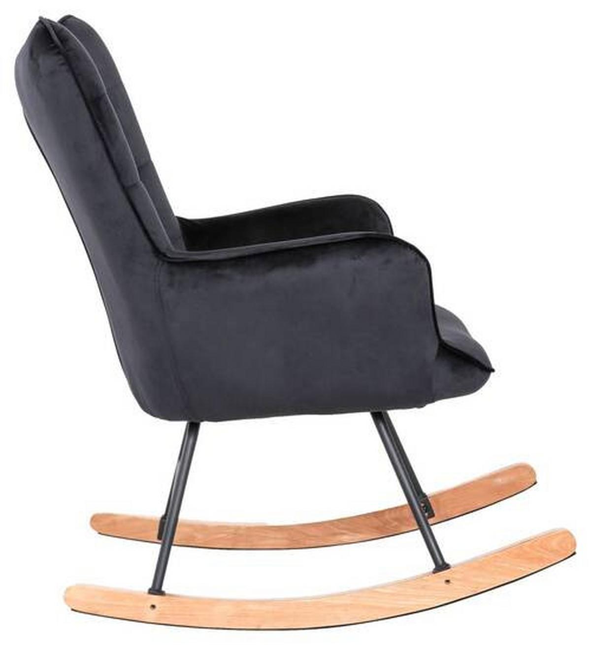Schaukelstuhl mit Armlehnen Richie Echtholz/Samt Schwarz - Buchefarben/Schwarz, MODERN, Holz/Textil (72/92/92cm) - MID.YOU