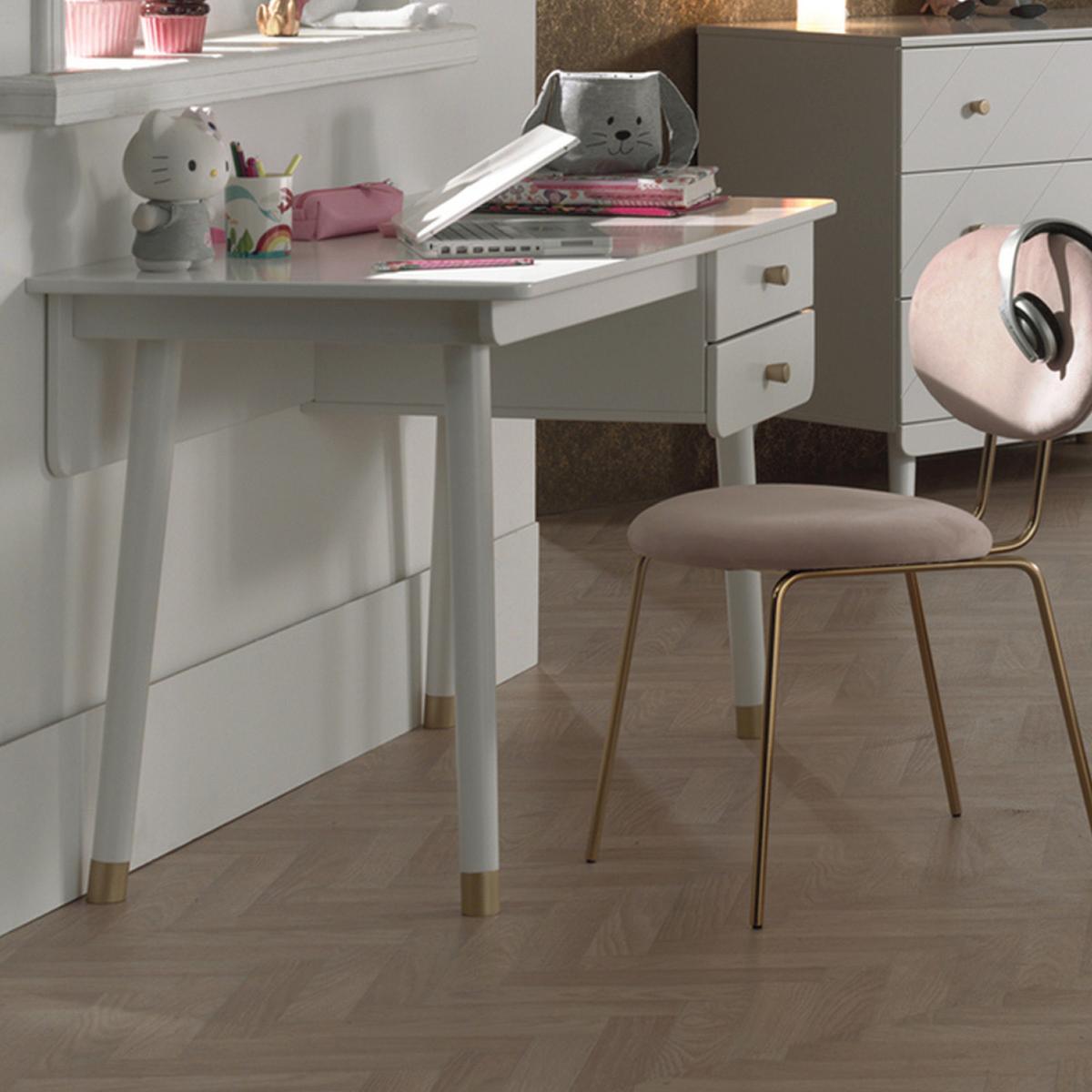 Psací stůl pro mladé BILLY bílý - bílá/barvy zlata, Moderní, kompozitní dřevo/plast (125/75/60cm) - MID.YOU