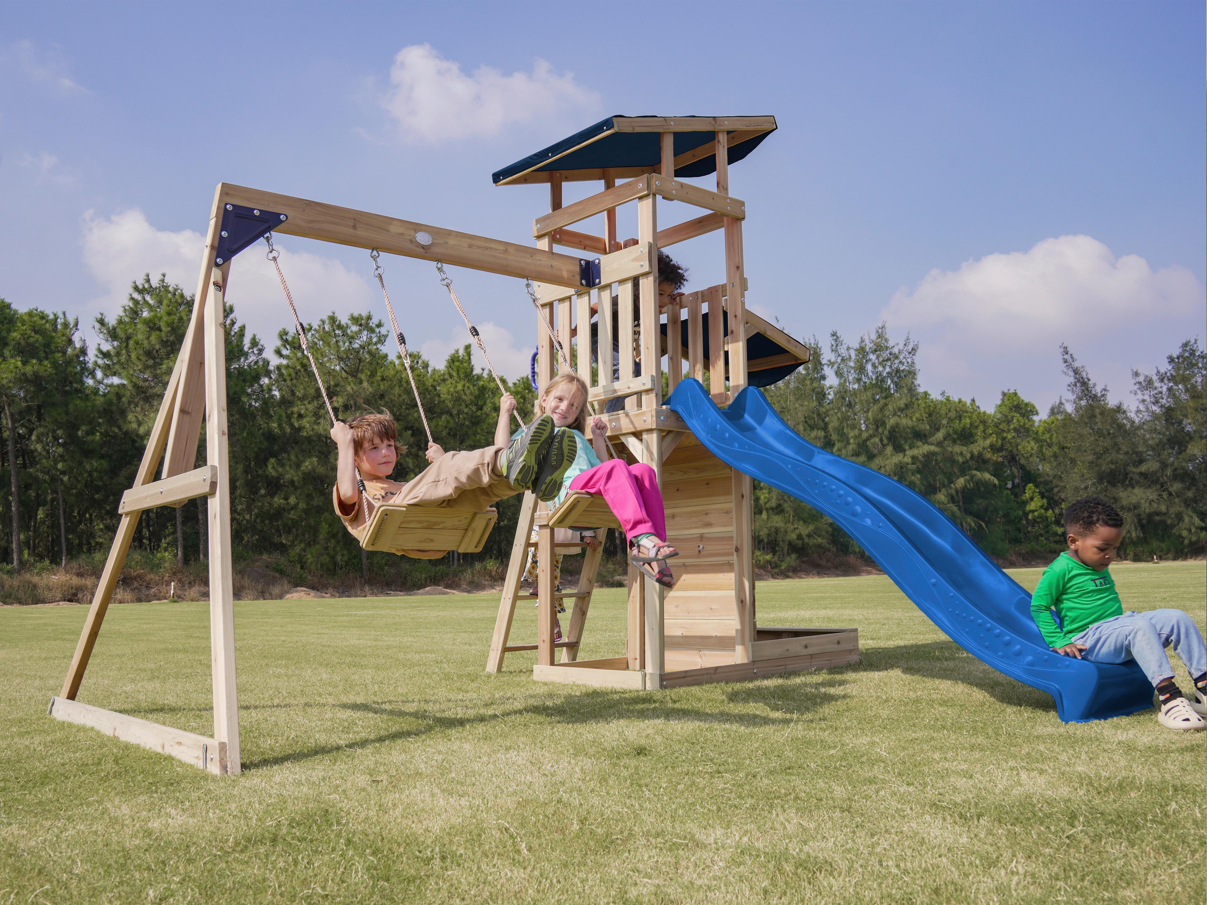 Spielturm A030.502.00 - Blau/Braun, KONVENTIONELL, Holz (345/270/336cm) - Ambia Garden