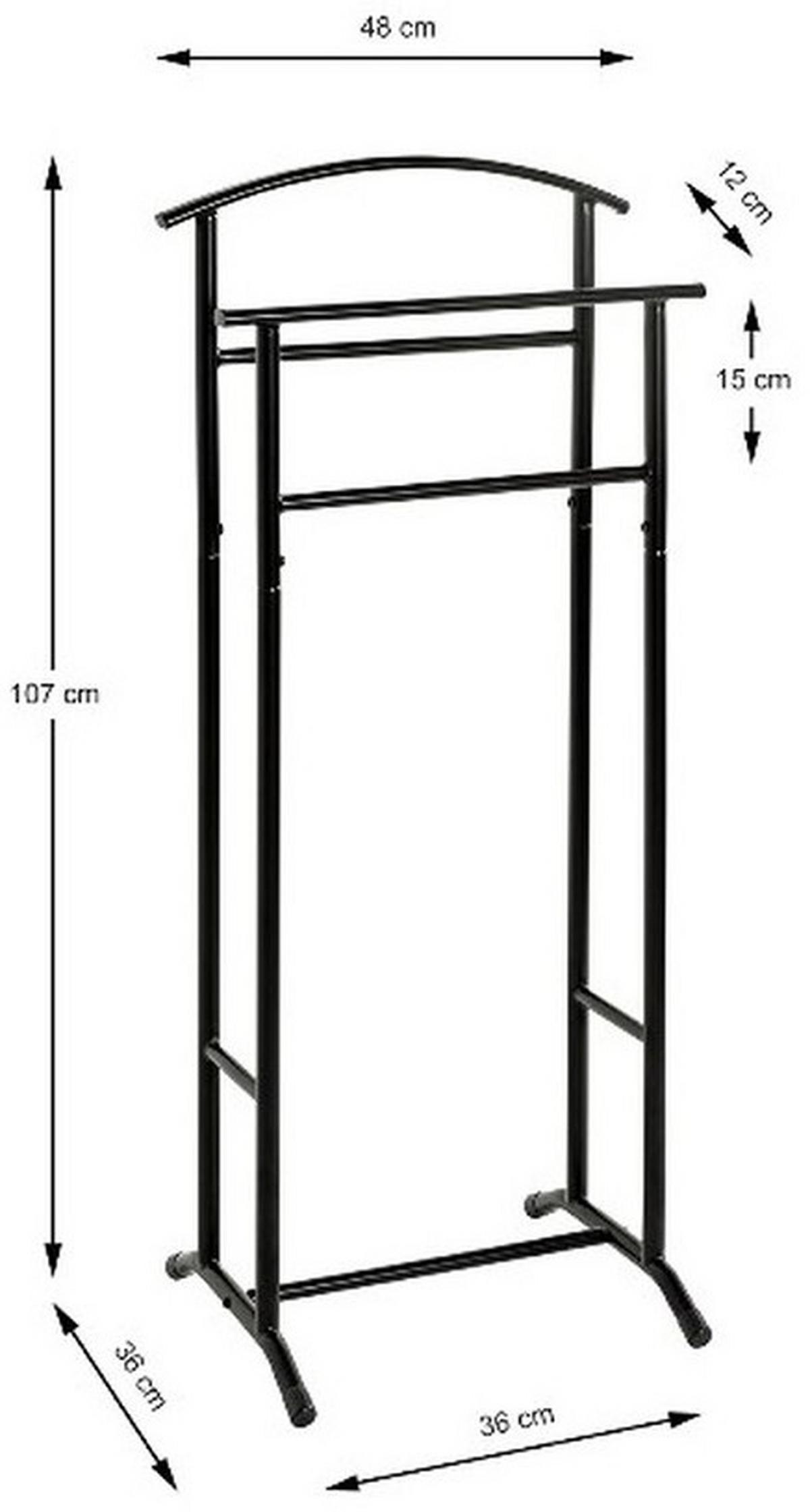 Němý sluha Björn, černý, š: 48 cm - černá, Basics, kov (48/107/36cm)