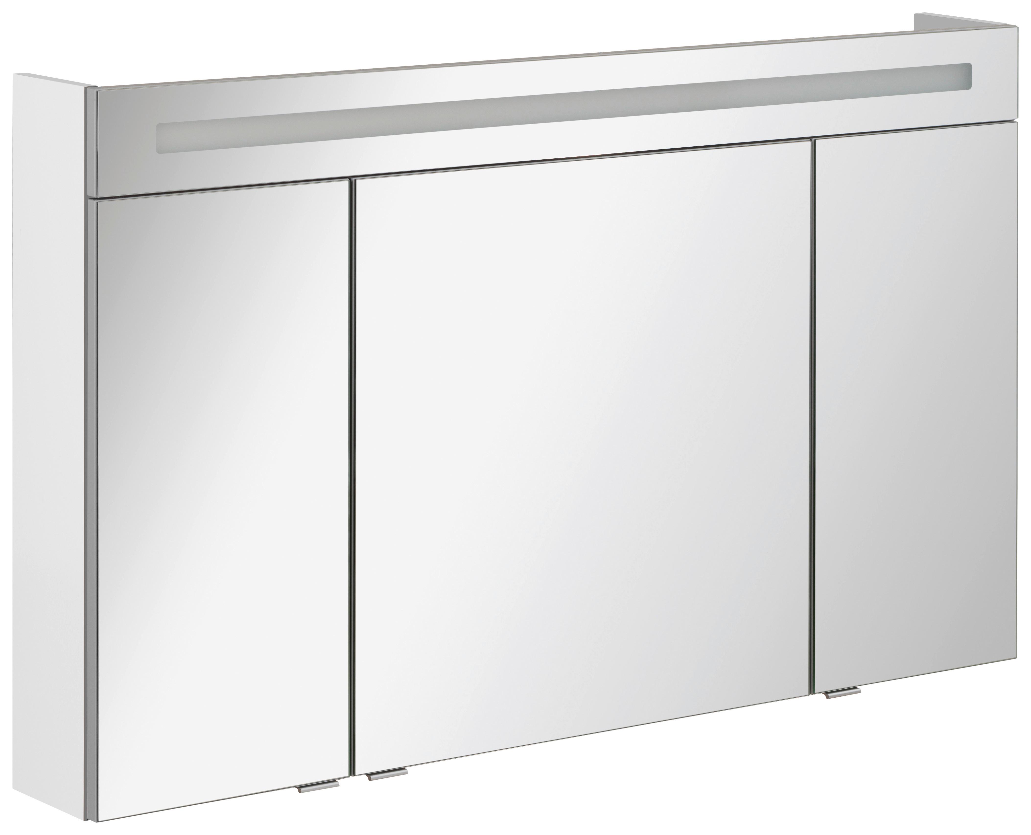 Spiegelschrank B.clever Mit Led 3-Türig BxHxT: 120x71x16 cm - Weiß, MODERN, Glas/Holzwerkstoff (120/71/16cm) - MID.YOU