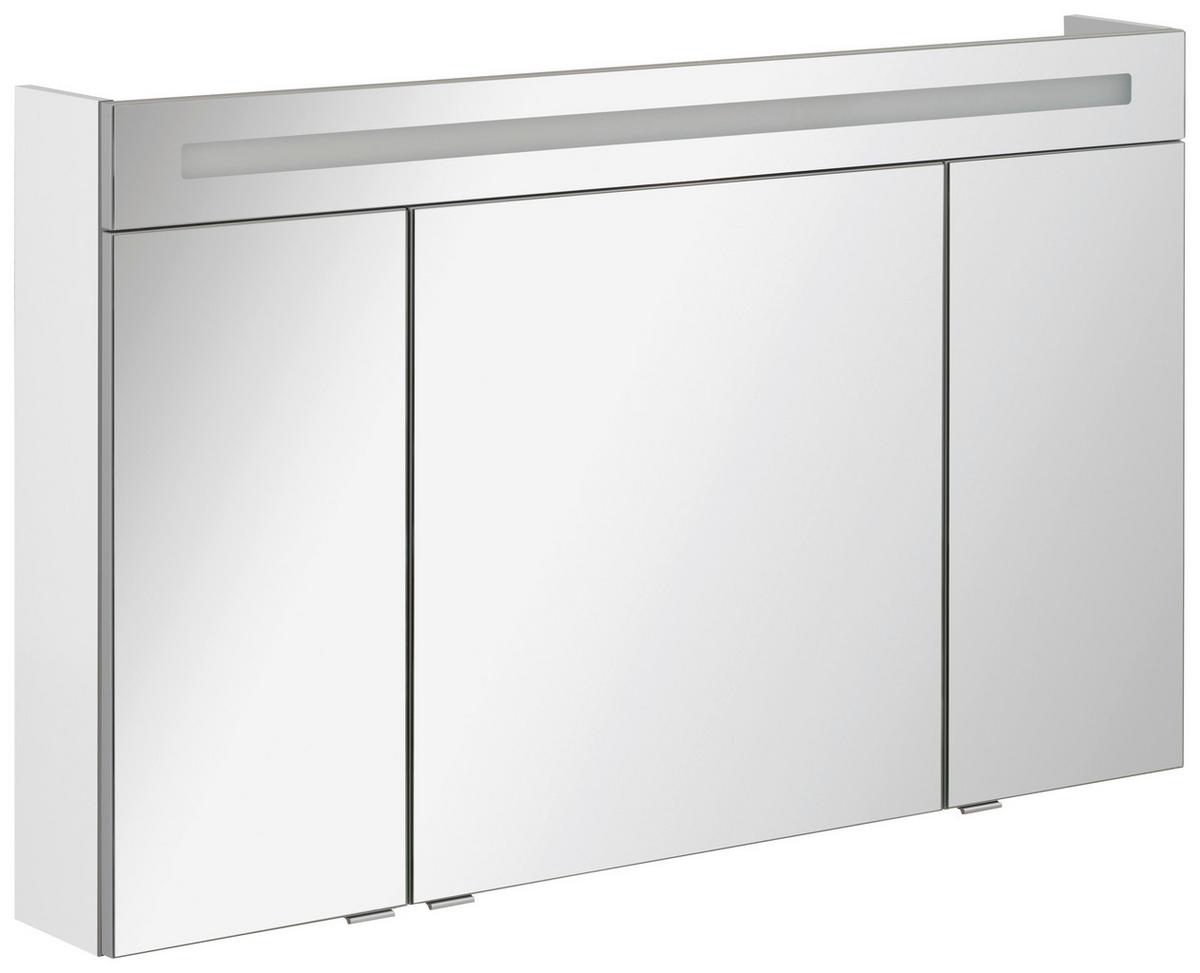 Spiegelschrank B.clever Mit Led 3-Türig BxHxT: 120x71x16 cm - Weiß, MODERN, Glas/Holzwerkstoff (120/71/16cm) - MID.YOU