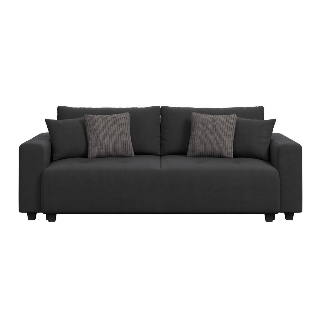 Ecksofa mit Bettfunktion Lily Velours schwarz, 240x119cm