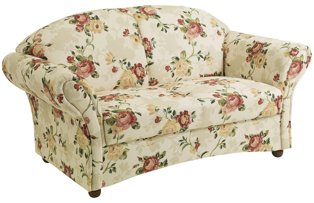 2-Sitzer-Sofa Corona Gelb/Rot/Beige, Blumen Design - Gelb/Beige, Design, Textil (151/85/81cm) - Max Winzer