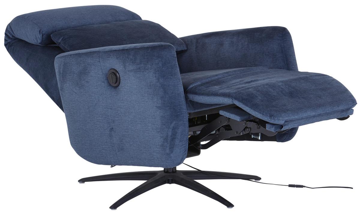 Fernsehsessel Riva - Schwarz/Dunkelblau, MODERN, Textil/Metall (71/108/176cm)