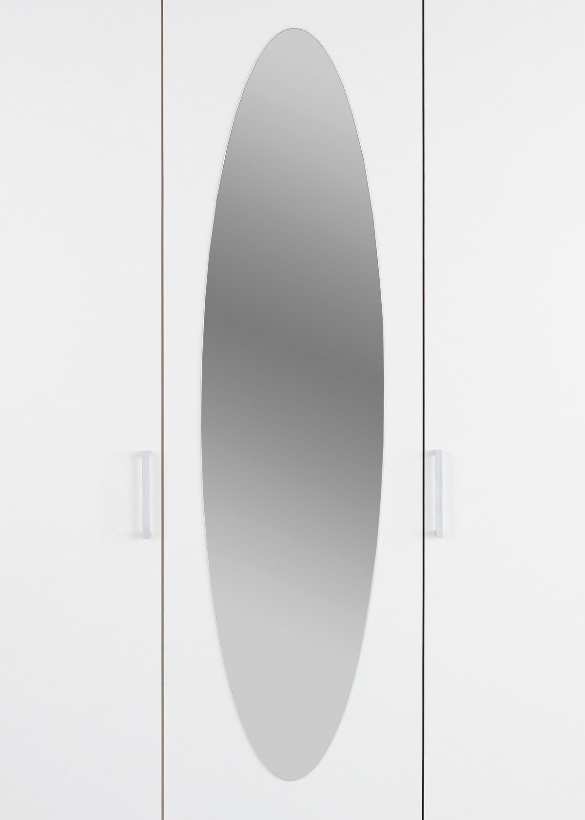 Drehtürenschrank Mit Spiegel 120 Cm Paul, Weiß - Eichefarben/Weiß, Basics, Glas/Holzwerkstoff (120/196/55cm)
