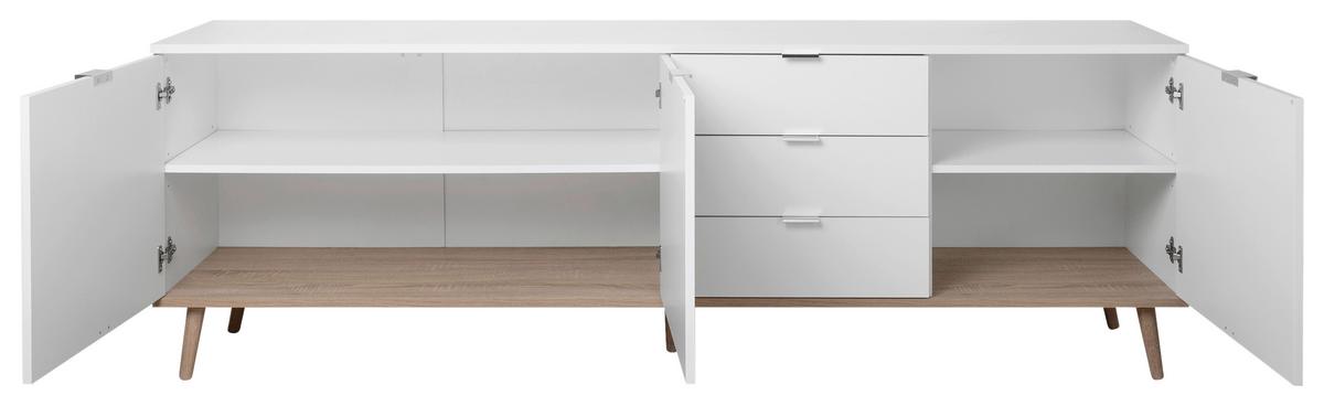 Sideboard Dekor Mit 3 Laden 200cm Göteborg 57 Sonoma Eiche - Weiß/Sonoma Eiche, KONVENTIONELL, Holzwerkstoff (200/68/40cm) - MID.YOU