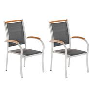 Gartenstuhl Siena 2er-set Aus Akazie, Stapelbar In Grau - Silberfarben/Naturfarben, KONVENTIONELL, Holz/Textil (54/43/50,5cm) - Gardenson