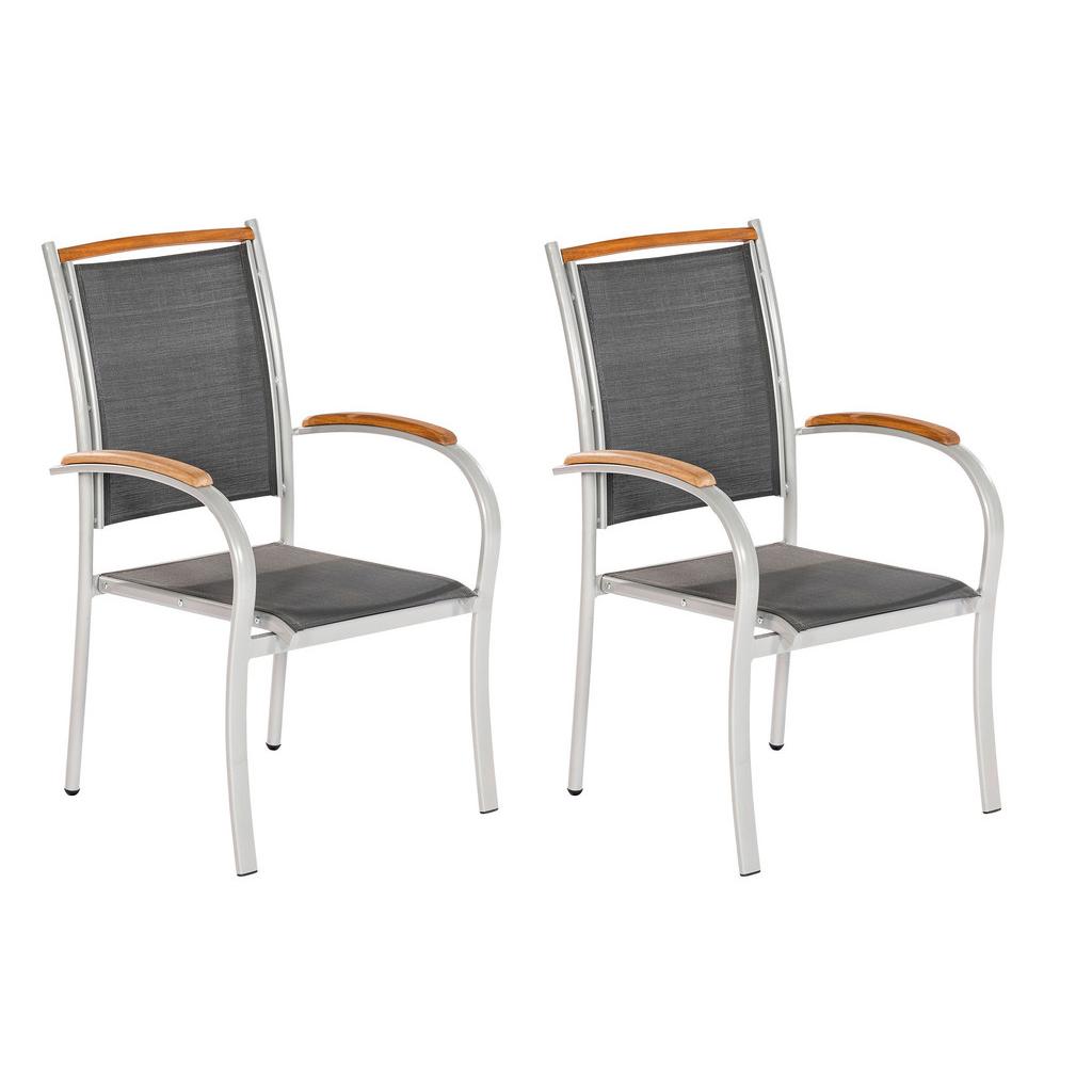 Gartenstuhl Siena 2er-set Aus Akazie, Stapelbar In Grau