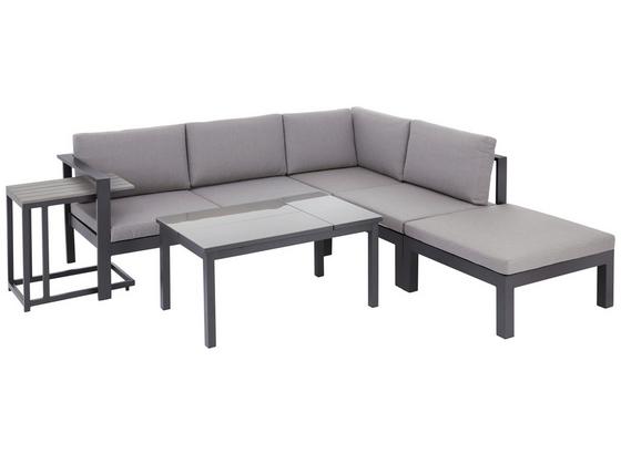 Loungegarnitur 5-Tlg Panama Aus Alu und Textil mit Kissen - Schlammfarben/Schwarz, MODERN, Glas/Kunststoff (224/224cm) - Beldano Loungegarnitur 5-Tlg Panama Aus Alu und Textil mit Kissen - Schlammfarben/Schwarz, MODERN, Glas/Kunststoff (224/224cm) - Beldano