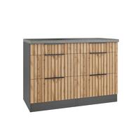 Schubkastenunterschrank Liverpool Graphit/Wotanb:120cm - Schieferfarben/Eiche Wotan, Basics, Holzwerkstoff (120/85/60cm) - Held