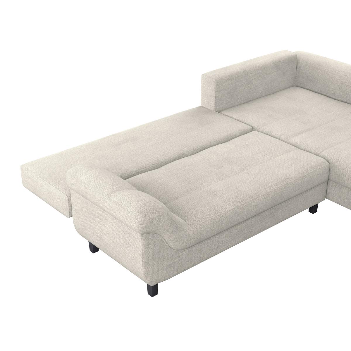 Ecksofa mit Schlaffunktion Mendoza New Chenille 309x197cm - Greige/Schwarz, KONVENTIONELL, Textil (309/197cm) - Ondega